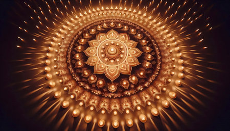 A mandala from candles, Ai generated imageの写真素材