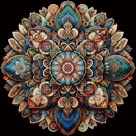 A mandala with cultural patterns, Ai generated imageの写真素材