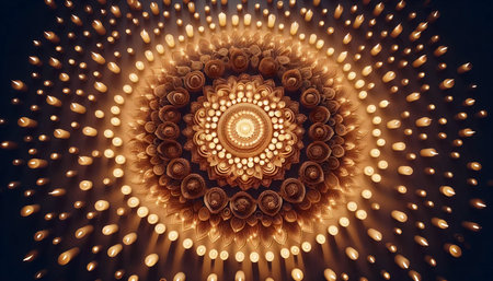A mandala from candles, Ai generated imageの写真素材