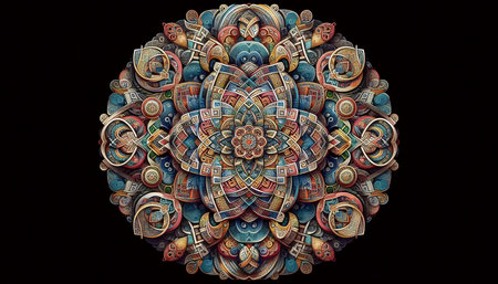 A mandala with cultural patterns, Ai generated imageの写真素材