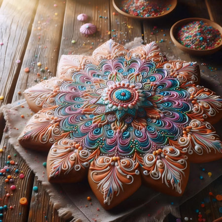 A mandala in food art, Ai generated imageの写真素材