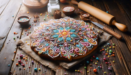 A mandala in food art, Ai generated imageの写真素材