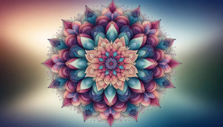 A mandala with ombre effect, Ai generated imageの写真素材