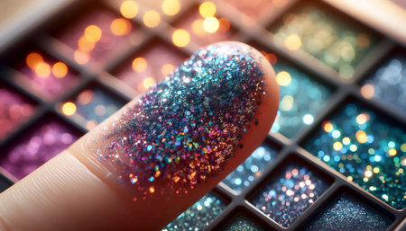 A nostalgic glitter eyeshadow detail, Ai generated imageの写真素材