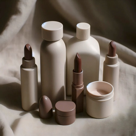 A vintage film grain aesthetic of beauty products, Ai generated imageの写真素材