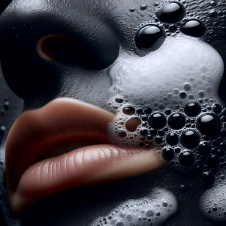 A bubbling charcoal mask application, Ai generated imageの写真素材