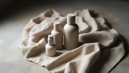 A stack of clean beauty skincare, Ai generated imageの写真素材