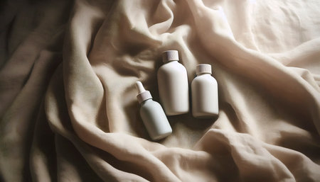 A stack of clean beauty skincare, Ai generated imageの写真素材