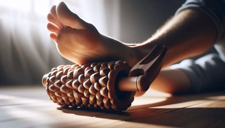 A foot massage roller in action, Ai generated imageの写真素材