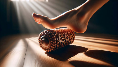 A foot massage roller in action, Ai generated imageの写真素材