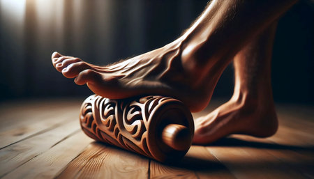 A foot massage roller in action, Ai generated imageの写真素材