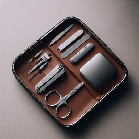 A travel nail care kit, Ai generated imageの写真素材