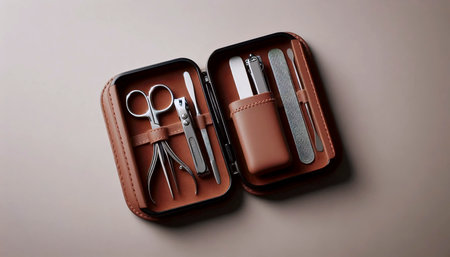 A travel nail care kit, Ai generated imageの写真素材