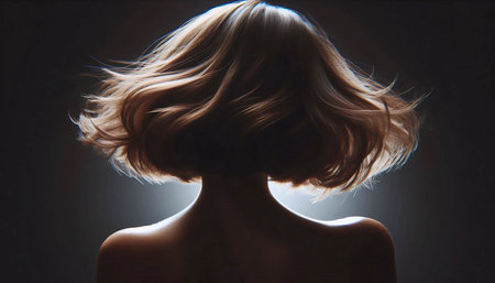 A bob haircut with natural volumeの写真素材