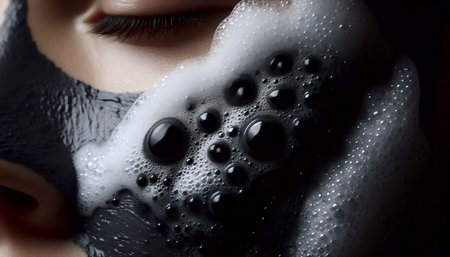 A bubbling charcoal mask application, Ai generated imageの写真素材