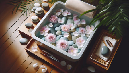 A pedicure soaking station, Ai generated imageの写真素材