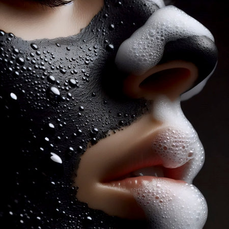 A bubbling charcoal mask application, Ai generated imageの写真素材