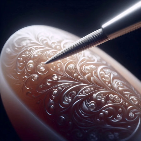 A nail art brush precision work, Ai generated imageの写真素材