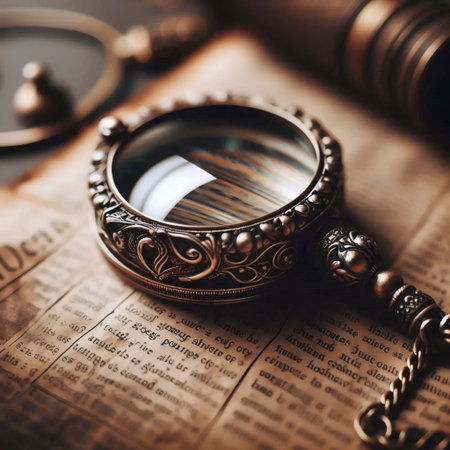 A vintage monocle with chain, Ai generated imageの写真素材