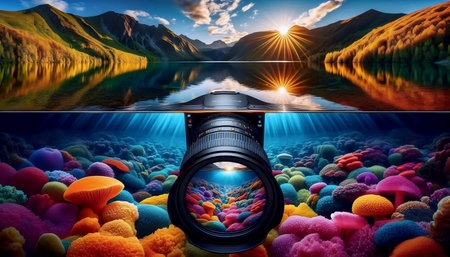 A modern polarized lenses demonstration, Ai generated imageの写真素材