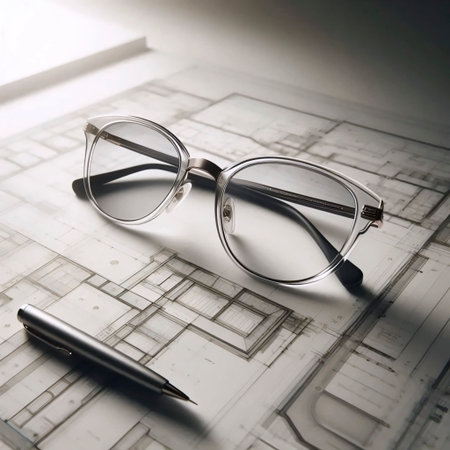 A modern rimless semi-glasses, Ai generated image