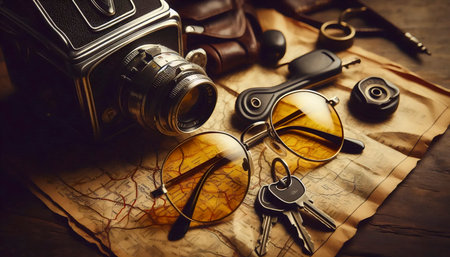 A vintage driving glasses style, Ai generated imageの写真素材