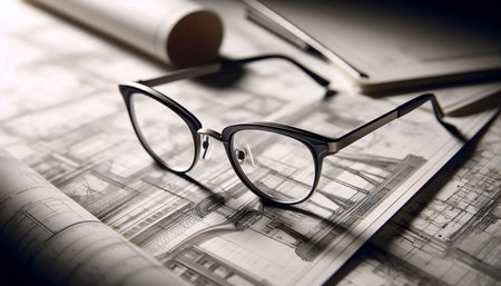 A modern rimless semi-glasses, Ai generated imageの写真素材