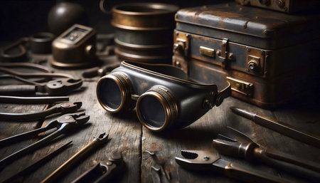 A vintage welding glasses rustic, Ai generated imageの写真素材