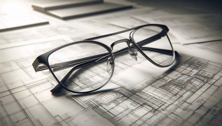 A modern rimless semi-glasses, Ai generated imageの写真素材