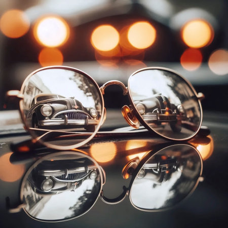 A vintage sunglasses mirror reflection, Ai generated imageの写真素材