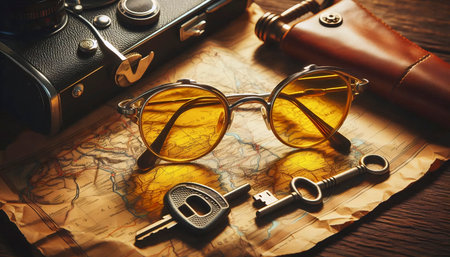 A vintage driving glasses style, Ai generated imageの写真素材
