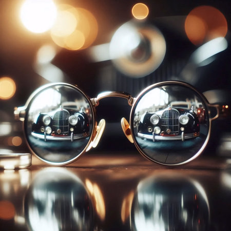 A vintage sunglasses mirror reflection, Ai generated imageの写真素材
