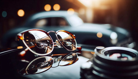 A vintage sunglasses mirror reflection, Ai generated image