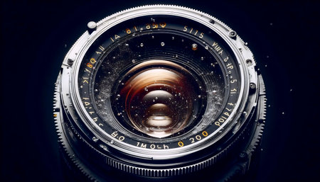 A vintage optical lens close-up, Ai generated image