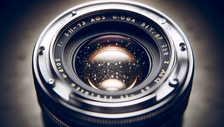 A vintage optical lens close-up, Ai generated imageの写真素材