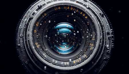 A vintage optical lens close-up, Ai generated imageの写真素材