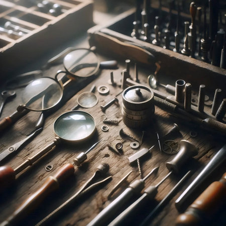 A vintage eyeglasses repair tools, Ai generated imageの写真素材
