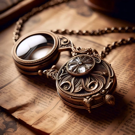 A vintage monocle with chain, Ai generated imageの写真素材