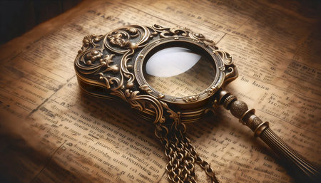 A vintage monocle with chain, Ai generated imageの写真素材