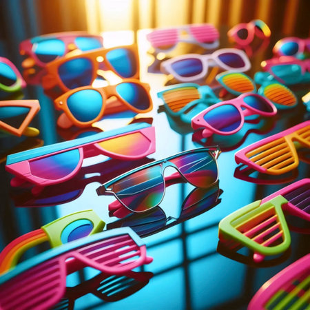 A colorful 80s-style sunglasses, Ai generated image