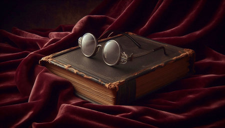 A vintage pince-nez glasses, Ai generated imageの写真素材