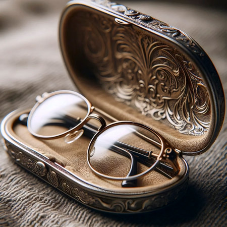 A vintage folding eyeglasses caseの写真素材