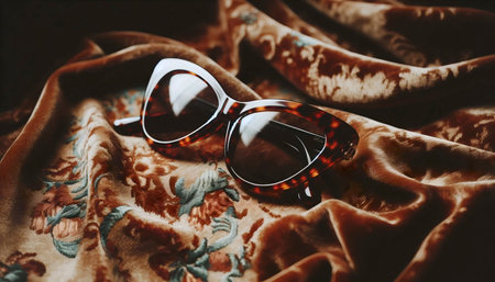 A vintage cat-eye sunglasses flatlay, Ai generated imageの写真素材