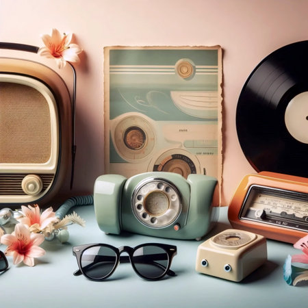 A vintage sunglasses advertisement style, Ai generated imageの写真素材