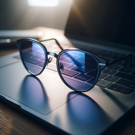 A blue light filtering eyeglasses, Ai generated imageの写真素材