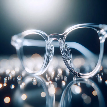 A transparent acrylic eyeglasses detail, Ai generated imageの写真素材
