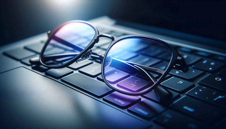 A blue light filtering eyeglasses, Ai generated imageの写真素材
