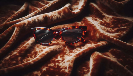 A vintage cat-eye sunglasses flatlay, AI-generated imageの写真素材