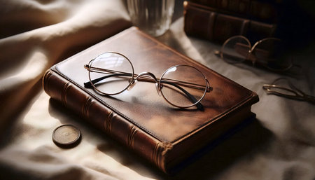 A vintage round eyeglasses collection, Ai generated imageの写真素材