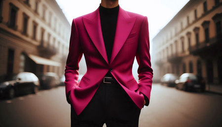 A vibrant fuchsia tailored blazer outfit, Ai generated imageの写真素材